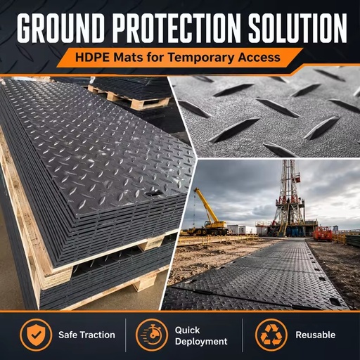 HDPE Road Mat Oilfield Temporary Access Mat Anti Skid Ground Protection for Muddy Drilling Work Areas
