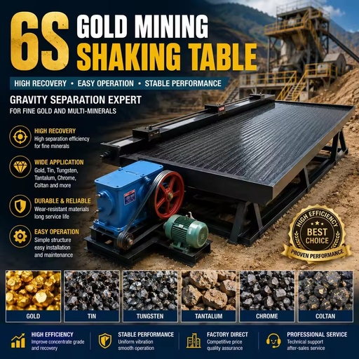 6S Gold Mining Shaking Table High Recovery Gravity Separator Machine Gold Tin Tungsten Tantalum Chrome Ore Mineral Processing