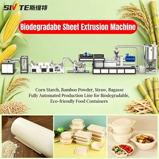 Machinery Energy Saving Biodegradable Twin Screw PE/PP/PS Sheet Extrusion Equipment PLC Controlled High Productivity
