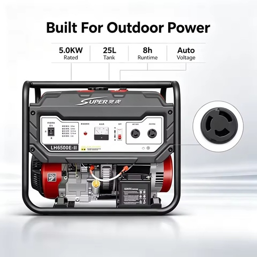 5KW 230V Portable Gasoline Generator Electric Start Durable Power Machine for Outdoor Adventure Temporary Power Support