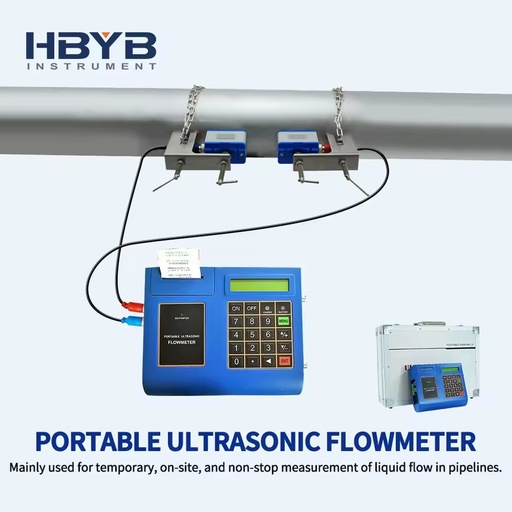 Supply Non-cut Pipe Portable Ultrasonic Flow Meter for Oil Wastewater Tap Water Brine Glycol Liquid Measurement OEM