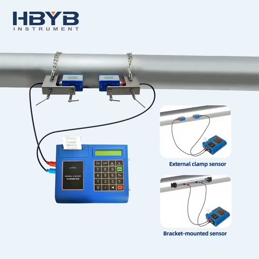 High Accuracy Portable Clamp Aluminum Alloy Ultrasonic Flowmeter for Hot Water Circulating Water Sewage Fuel Oil Glycol OEM