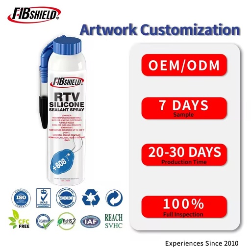 FIBSHIELD 200ml RTV Silicone Sealant Spray High Temp Aerosol Gasket Maker Waterproof Oil Resistant for Auto Parts Machinery