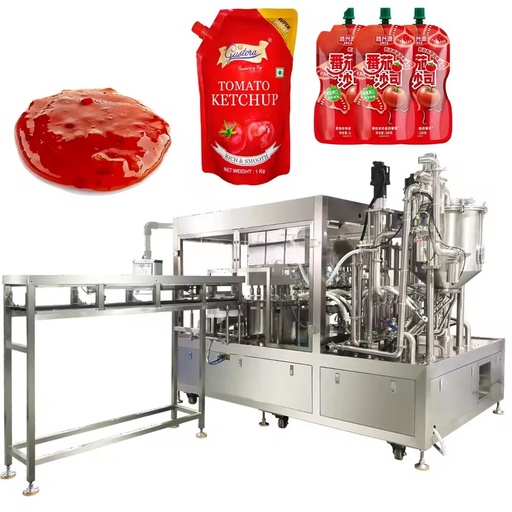 6 Nozzles Automatic Spout Pouch Rotary Filling and Capping Machine for Beverage Tomato Sauce Yogurt Ketchup Liquid Paste