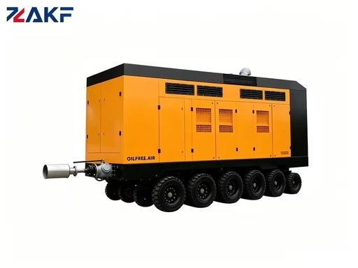ZAKF Diesel Driven Portable Oil Free Screw Air Compressor 28m3/min 10bar Trolley Mounted Dry Type for Mining Drilling