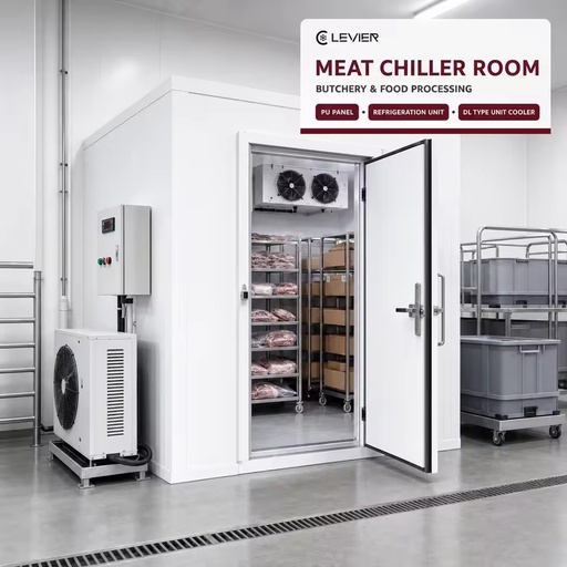 Meat Chiller Room for Butchery and Food Processing with Refrigeration Unit and DL Type Unit Cooler