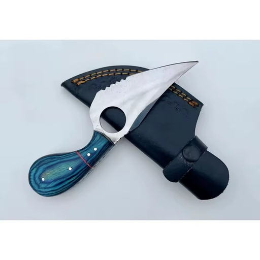 Jexmoo Custom Handmade D2 Steel 7-inch DIY Skinner Knife with Resin Wood Handle and Leather Sheath for Outdoor Use & Gift