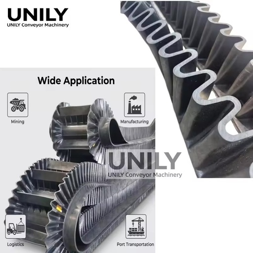 Custom Corrugated Sidewall Cleated High Angle Rubber Conveyor Belt T Cleat Type 400-1400mm Belt Width Durable for Mining