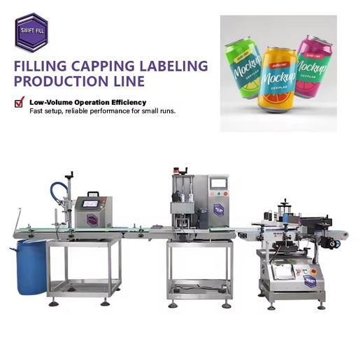 Professional Desktop Capping Labeling Line Automatic Bottle Labeling Machine Hygienic Cosmetic Beverage Pure Water Liquid Glass