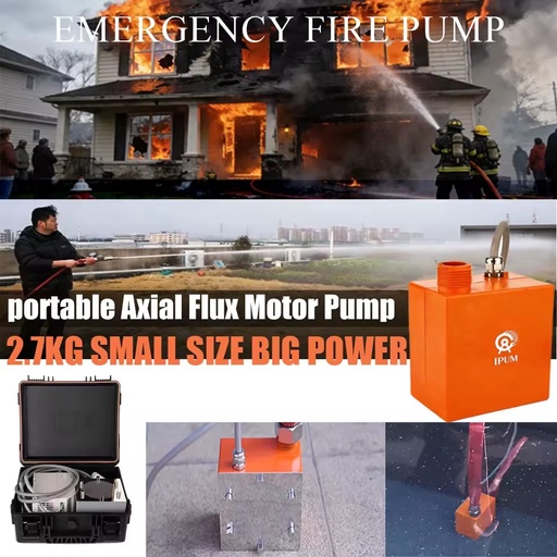 New Portable Axial Flux Motor Submersible Pump IP68 Protection 2.7KG Portable Fire Pump for Emergency Firefighting