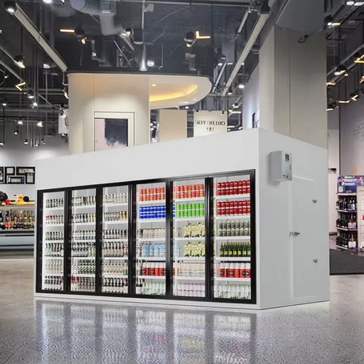 Energy-saving 6 Doors Cold Room Glass Door Display Walk in Cooler for Drinks Ice Cream Food