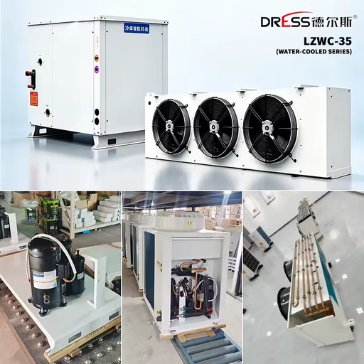 Water Cooled Cold Storage Condensing Unit LZWC-35 Emerson Scroll Compressor R410A 8.36kw Energy Saving PLC Remote Monitor