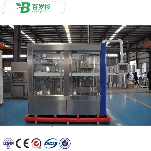 BS-Automatic Carbonated Soft Drinks Fruit Juice Pure Water Machine 500ml Glass Bottle Combiblock Motor Gear