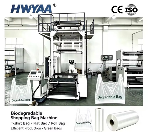 HWYAA Customized Biodegradable Blown Film Extruder for Shopping Bags Making Film Production Line PLA PBAT Production Line