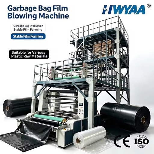 HWYAA High Precision PE Blown Film Extruder Energy Saving LDPE LLDPE HDPE Plastic Garbage Bag Making Film Blowing Machine