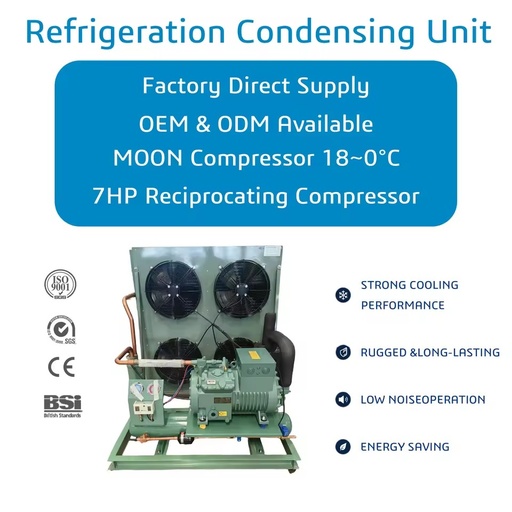 7HP Compressor Condensing Unit 18~0°C Air Cooled Refrigeration Unit for Cold Room