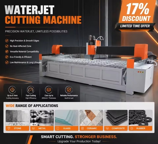 3060 CNC Stone Waterjet Cutting Machine 5 Axis Large Table Water Jet Cutter