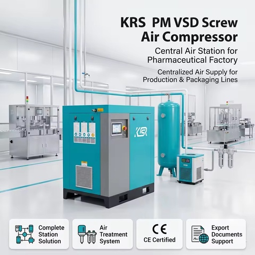 KRS PM VSD Screw Air Compressor 7.5kW-250kW with Dryer and Filter for Central Compressed Air Station