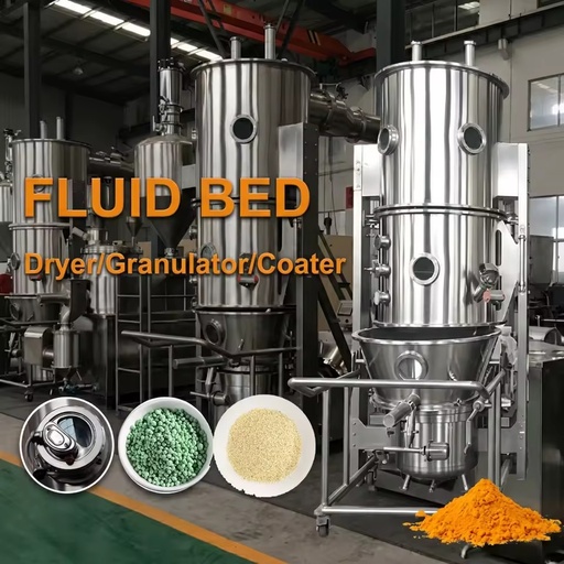 Automatic PLC & Gear Fluidized Bed Granulator for Food Processing Granules Instant Beverages Seasoning