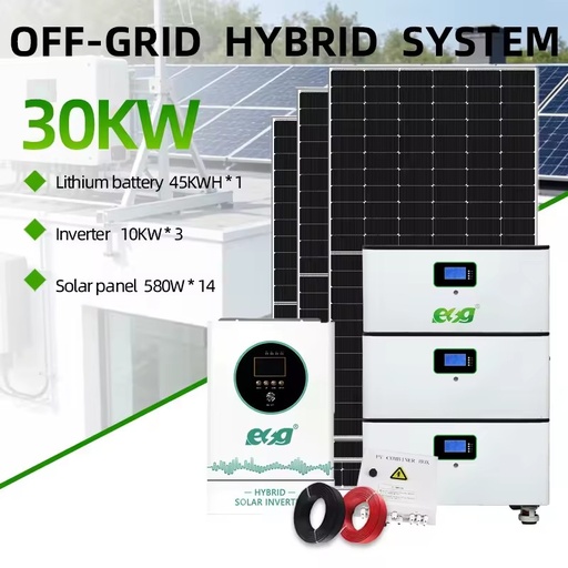 ESG 10KW 15KW 20KW 30KW Complete Residential Commercial Off-Grid Solar Power Generation System Kit MPPT Lithium Ion Battery