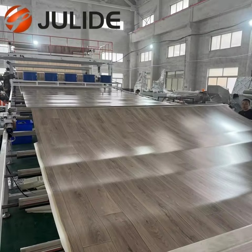 SPC Floor Board Production Line PVC Vinyl Plank Flooring Machine High Efficiency PLC Control Plastic Sheet Extrusion Line