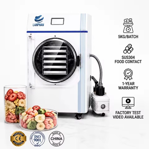 HFD-5S 5-Tray 4-6kg Automatic Food Freeze Dryer for Home and Small Commercial Use