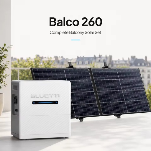 2.4kW Solar Input 4 MPPT Balcony Energy Storage System 2.56kWh LFP Battery IP65 BLUETTI Balco 260 for Home Backup