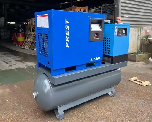 Small Silent Energy-Saving Lubricated Motor Industrial Screw Air Compressor 2.2KW-7.5KW 4-in-1 Air Tank Dryer and Filter
