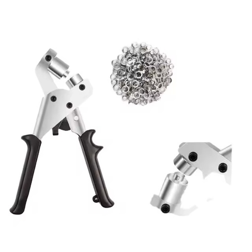 Hole Punching Kit Hole Tool Kit Clamp Handheld Press Portable Manual Punch with 100 3/8-inch (10mm) Silver Holes