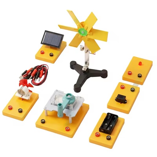 Solar Panel Wind Turbine Motor and Fan Hand Generator Battery Holder LED Switch Module Energy Conversaion Demonstrator