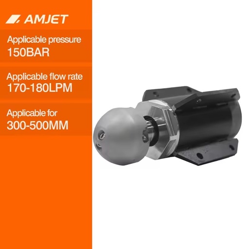 AMJET Rotary Cutter MAX Nozzle Pipeline Cleaning for Large Diameter Pipe Walls Slow Speed Rotation for Heavy Grease Removal