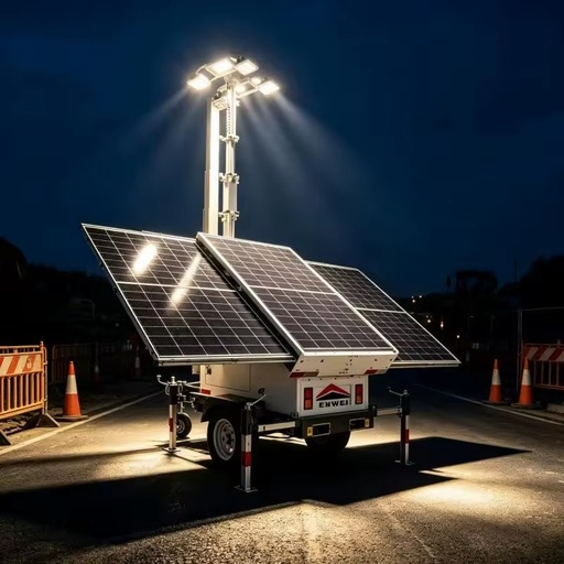 Flexible Lifting Solar Power System Led Lighting Trailer With 3*400W Solar Panels and 4*200Ah Battery for Field Lighting