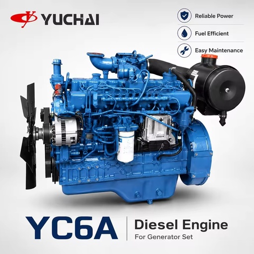 Yuchai YC6A Diesel Engine 132-165kW Generator Power Engine 1500R/1800RPM 50HZ/60HZ 6 Cylinder Industrial Diesel Engine