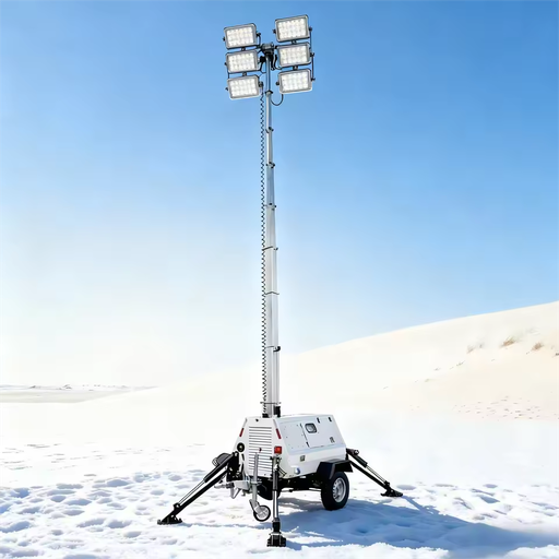 Factory Price Electric Hydraulic Lifting Rod with diesel Generator Light Tower Equipped with 4 500-watt/1000-watt LED Lights