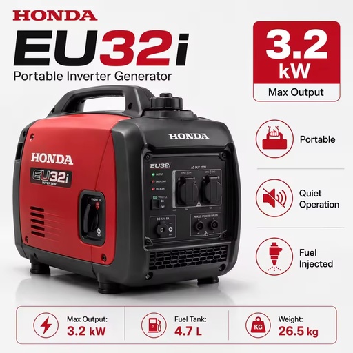 EU32i Portable Inverter Generator 3.2kW Silent Gasoline Generator Pure Sine Wave Power Generator for RV Camping Emergency Backup