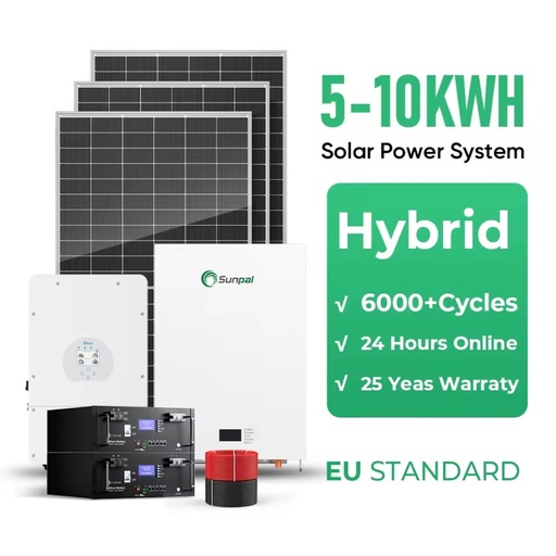Sunpal Monocrystalline Silicon Home Hybrid Solar Power System 3-30KW MPPT Lithium Ion Single/Three Phase Inverter Free