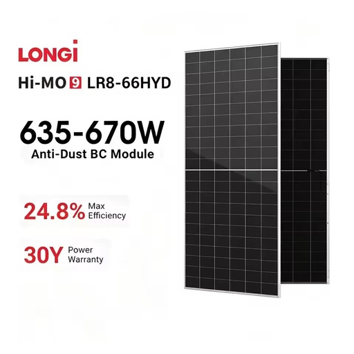 Longi HI-MO9 LR8-66HYD Bifacial Double Glass 635W 640W 645W 650W 655W 660W 665W 670M N-Type Solar Panels for Solar Power System