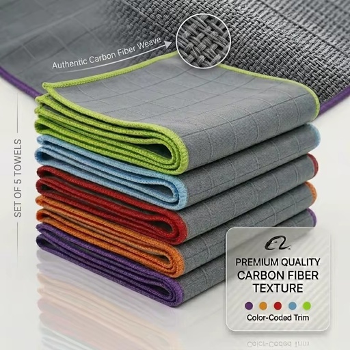 Wholesale Custom Logo Carbon Fiber Towe L400GSM Lint-Free Anti-Static Car Wash Cloth for Glass Paint Detailing
