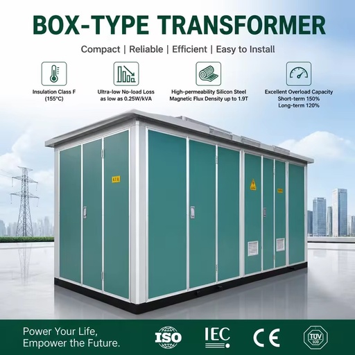Three Phase Box Type Transformer Low Loss Compact Outdoor Prefab Substation Industrial Power Supply Coil Toroidal