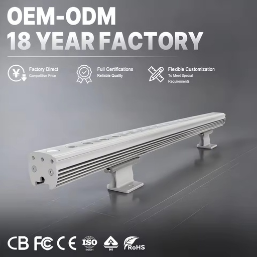 Anti-corrosion Aluminum Surface LED Wall Washer High Brightness IP67 Waterproof RGBW Light 5-Year Warranty for Seaside Landscape