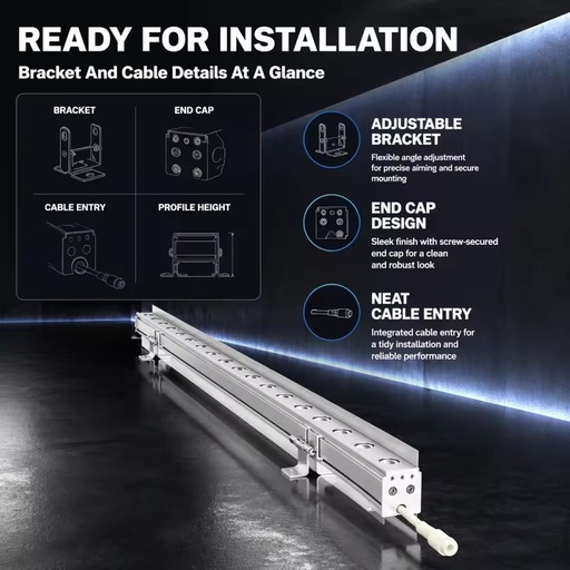 DMX RGB LED Linear Wall Washer Building Exterior Lighting System Aluminum IP67 Facade Lamp with 5-Year Warranty High Brightness
