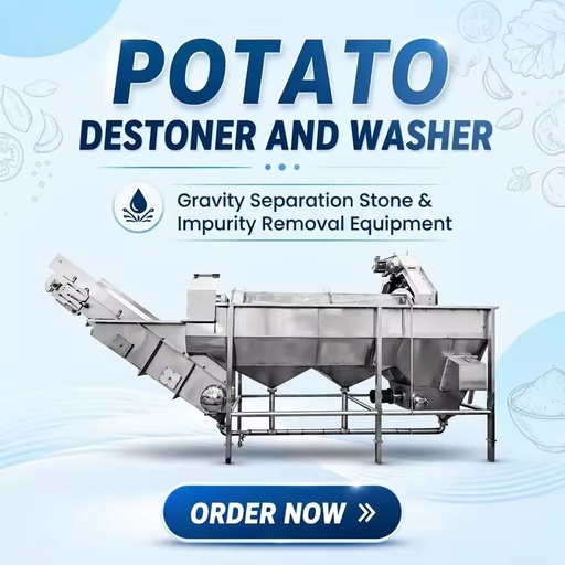 Continuous Automatic Potato Destoning & Washing Machine, Low Potato Breakage Rate for Large French Fry Processing Plant