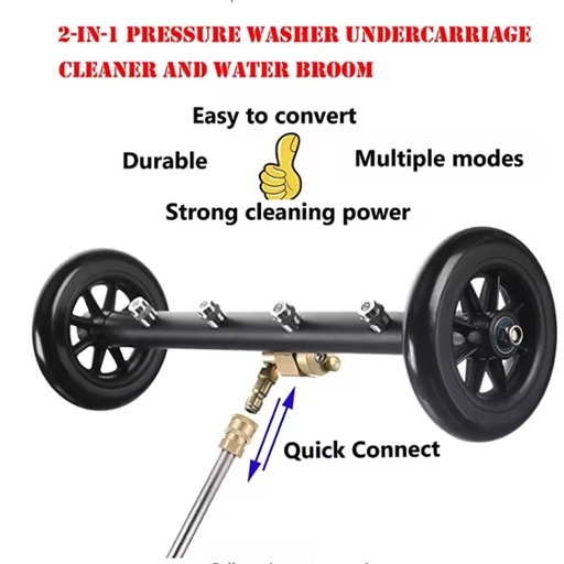 Dual-Function Car Undercarriage Cleaner 16" Pressure Washer Surface Cleaner Undercarriage Wash Water Broom 3-Piece Extension