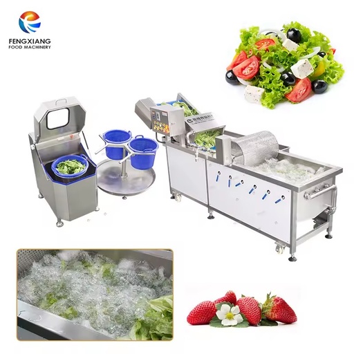 Industrial Air Bubble Vegetable Washer and Centrifugal Spin Dryer Solution Potato Strips Herbs Salad Greens Washing Machine