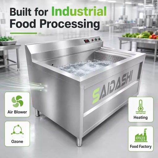 Stainless Steel Vegetable Bubble Washing Machine with Ozone Heating for Lettuce Cabbage Potato Tomato Cleaning
