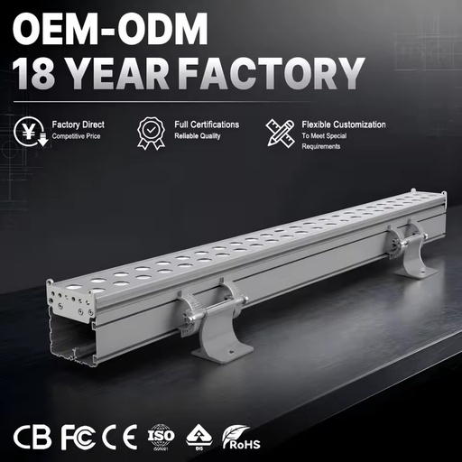 RGBW LED Wall Washer Light Aluminum Lamp Body Linear Strip for Large Area City Building Facade & Landscape Lighting IP65 Rated