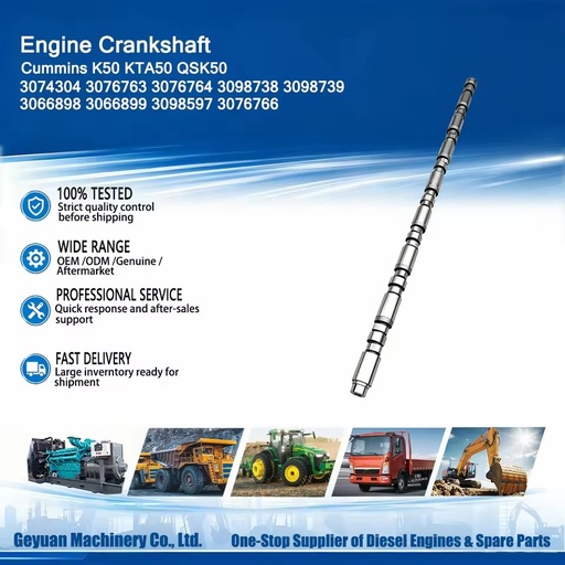 Construction Machinery 3074304 3076763 3076764 3098738 3098739 Engine Camshaft For K50 KTA50 QSK50