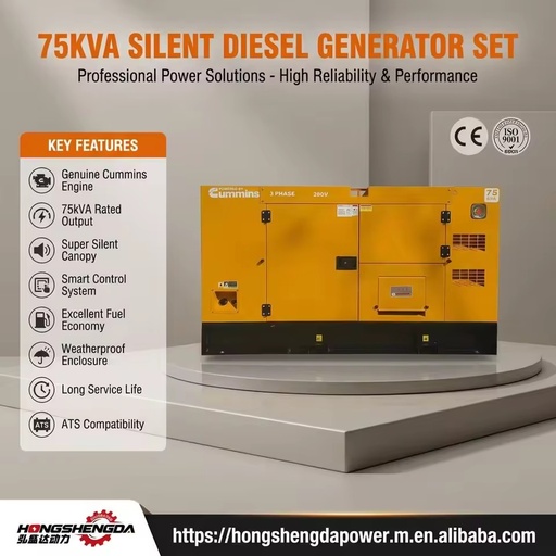 Wholesale 60KW 75KVA 4BTA3.9G2 Cumminss Quiet Diesel Genset Single Three Phase 60HZ 50HZ Soundproof Generator CE ISO Power Plant