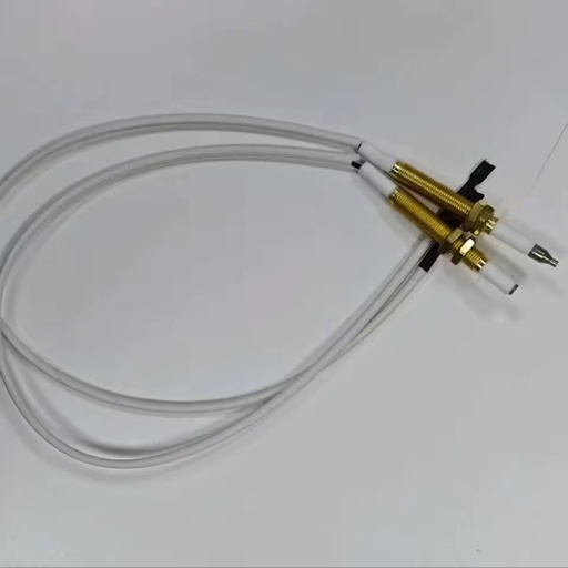 Plug-in Gas Stove Ignition Electrode with High Temp Wire, Alumina Ceramic Spark Needle for Pulse Igniter, Replacement Part