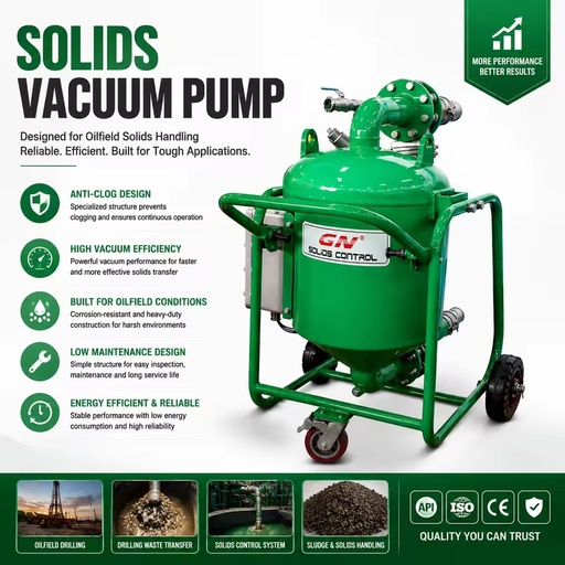 Solids Vacuum Pump for Oilfield Drilling Mud Transfer Solid Control System Slurry Waste Suction Equipment